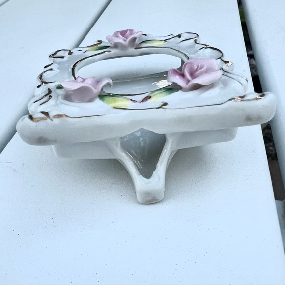 Vintage Ucago Japan small oval ceramic picture frame holds wallet size photo - Picture 5 of 7